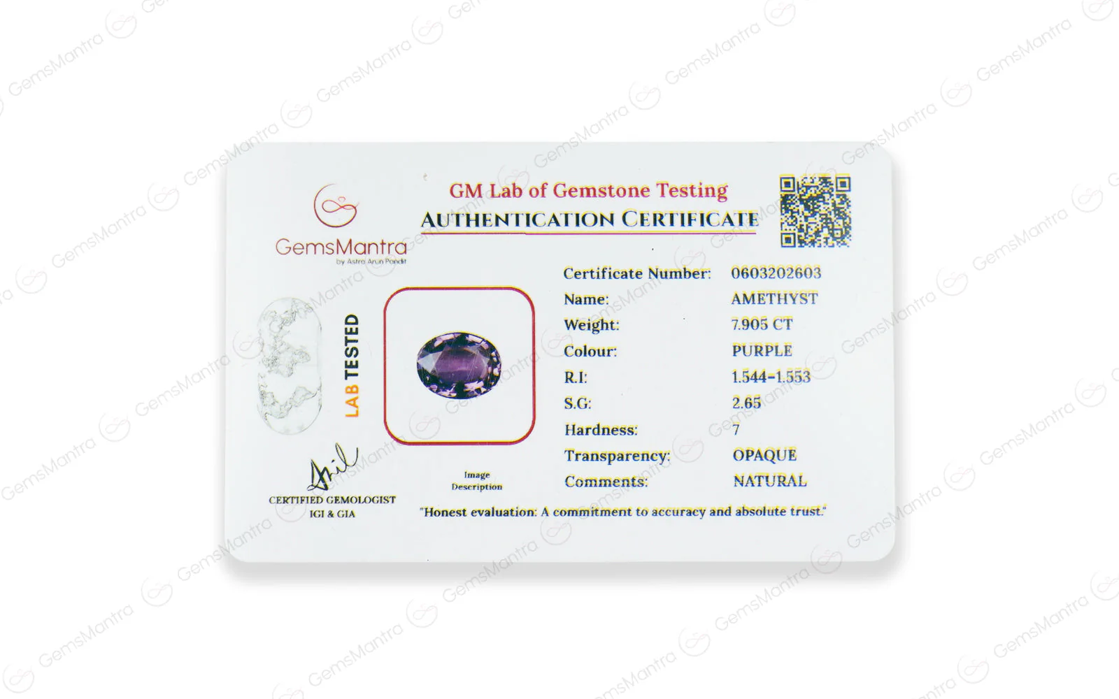 Amethyst (Jamunia) – 7.91 Carat / 8.7 Ratti [GM09269] - Image 4
