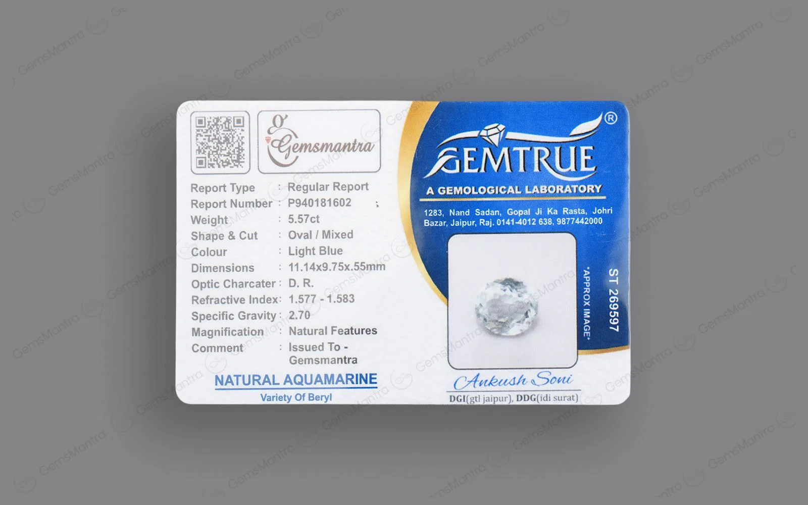 Aquamarine – 5.57 Carat / 6.1 Ratti [GM01048] - Image 4