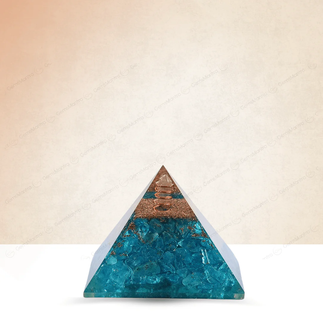 Aquamarine Orgonite Pyramid – for Positive Energy