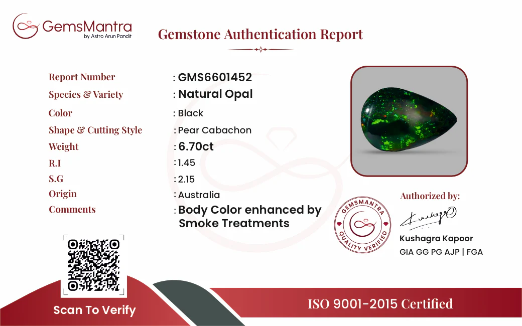 Black Opal (Treated) – 6.7 Carat / 7.4 Ratti [GM09489] - Image 3