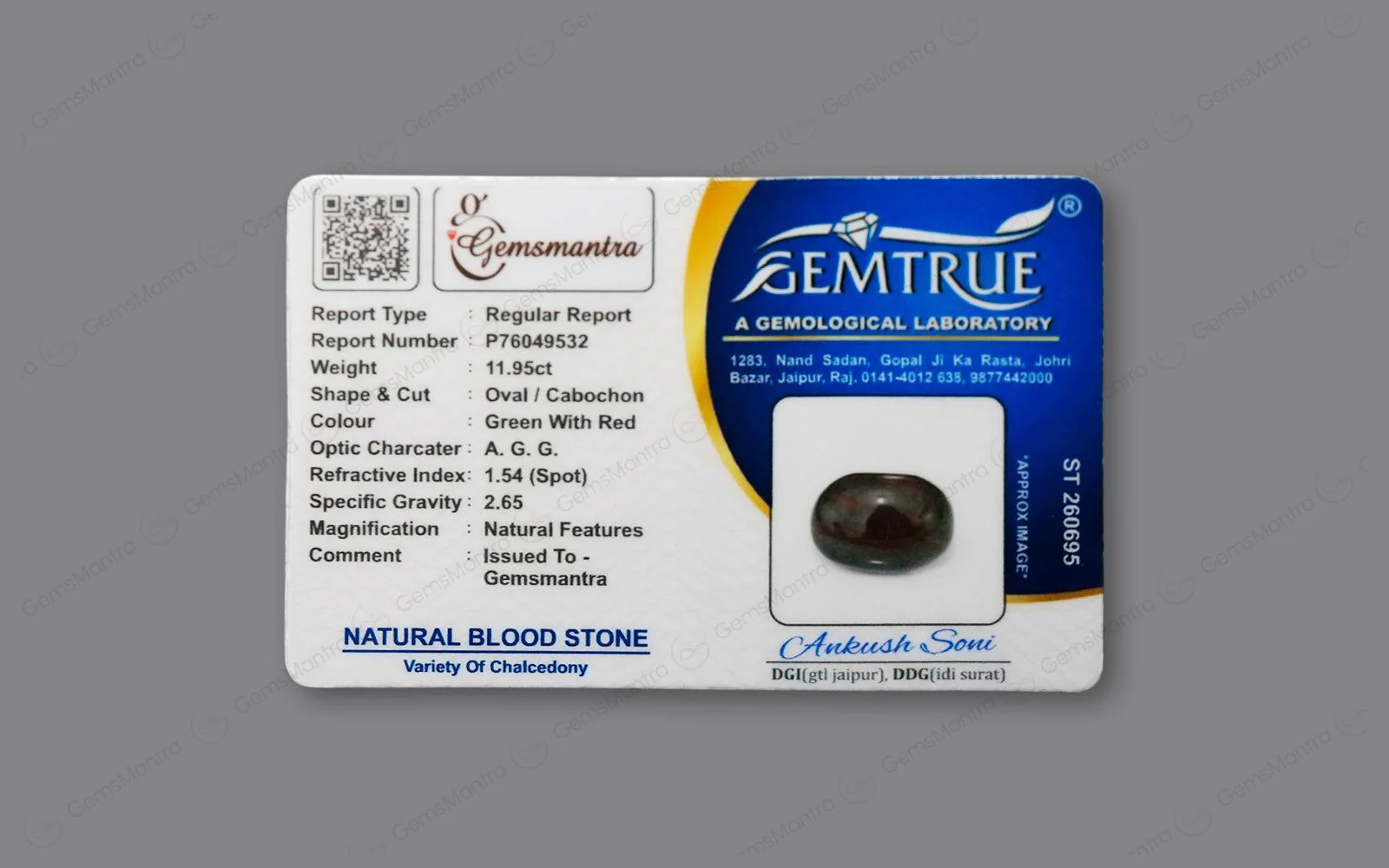 Bloodstone – 11.95 Carat / 13.1 Ratti [GM00128] - Image 4