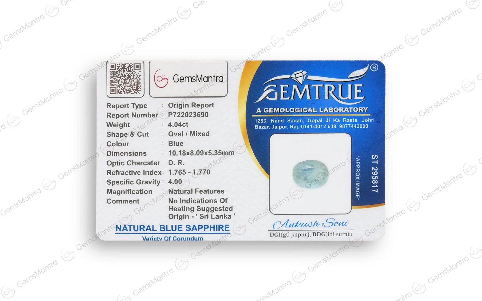 Blue Sapphire (Neelam) – 4.04 Carat / 4.4 Ratti [GM02668] - Image 4