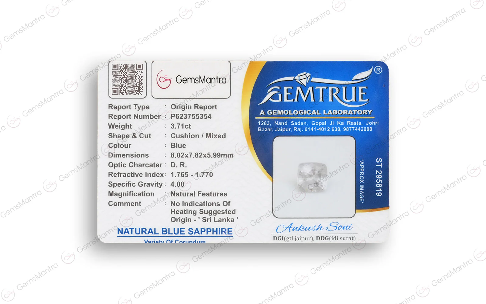 Blue Sapphire (Neelam) – 3.17 Carat / 3.5 Ratti [GM02681] - Image 4