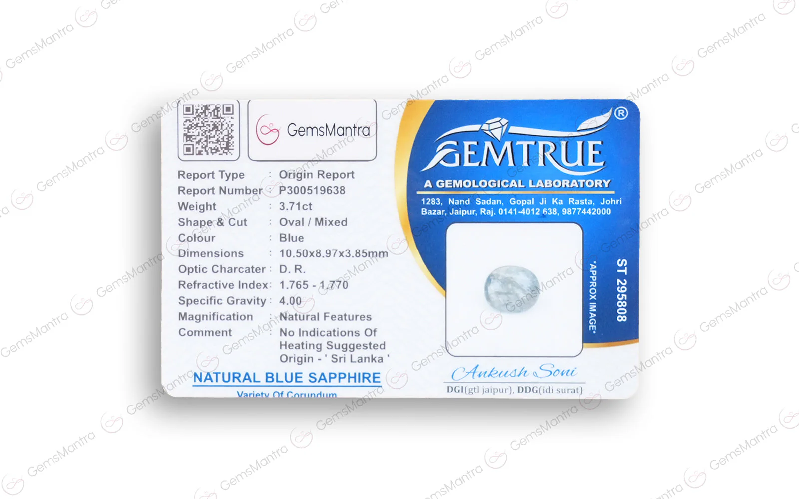 Blue Sapphire (Neelam) – 3.71 Carat / 4.1 Ratti [GM02689] - Image 4