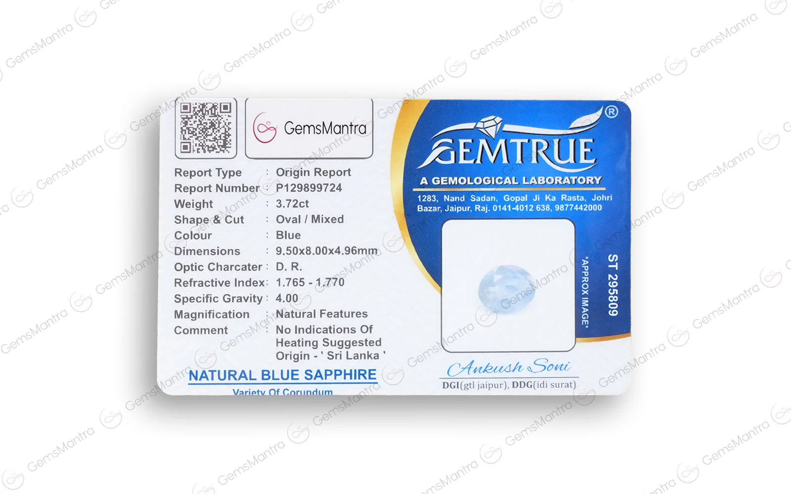 Blue Sapphire (Neelam) – 3.72 Carat / 4.1 Ratti [GM02692] - Image 4