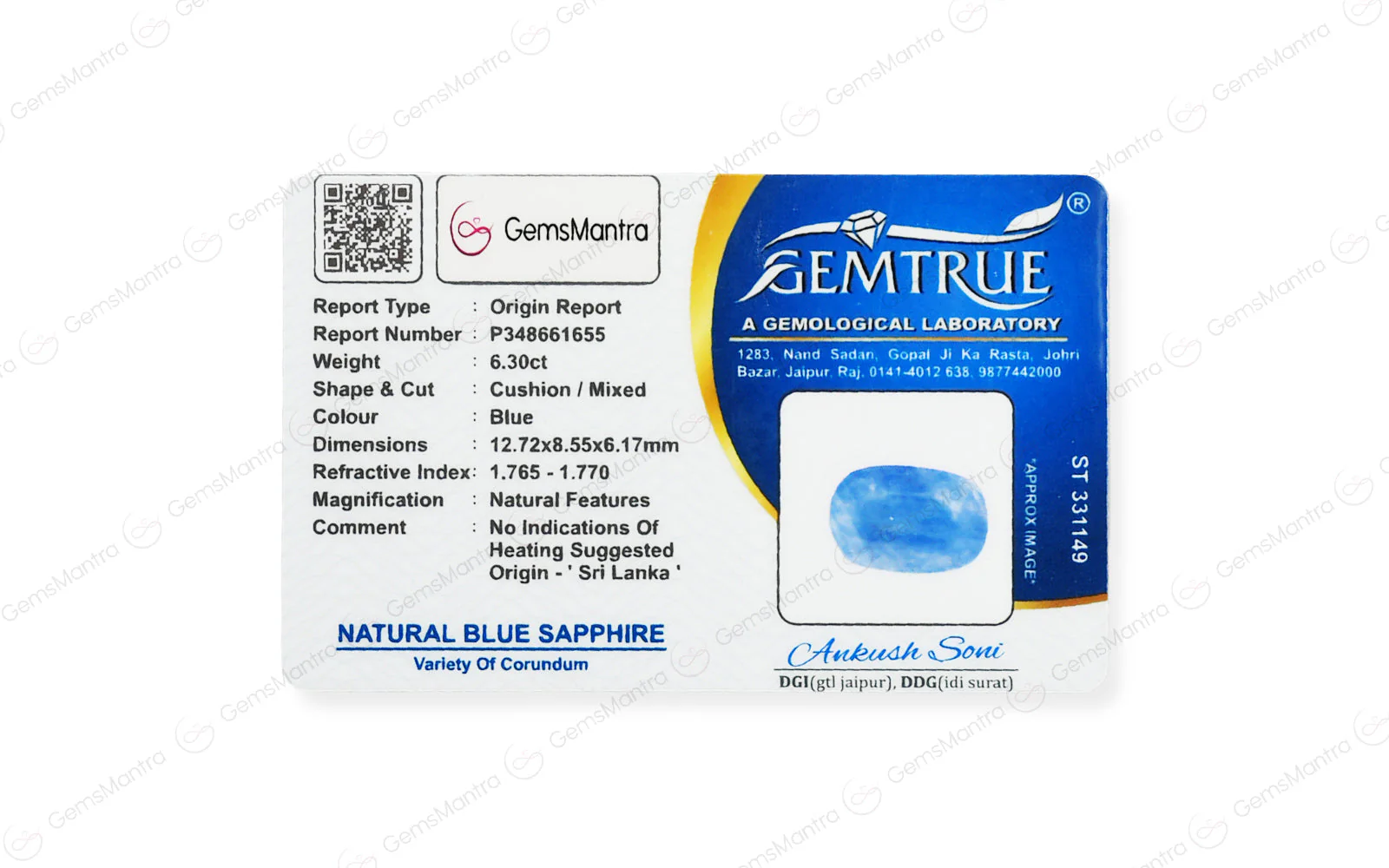 Blue Sapphire (Neelam) – 6.3 Carat / 6.9 Ratti [GM08004] - Image 4