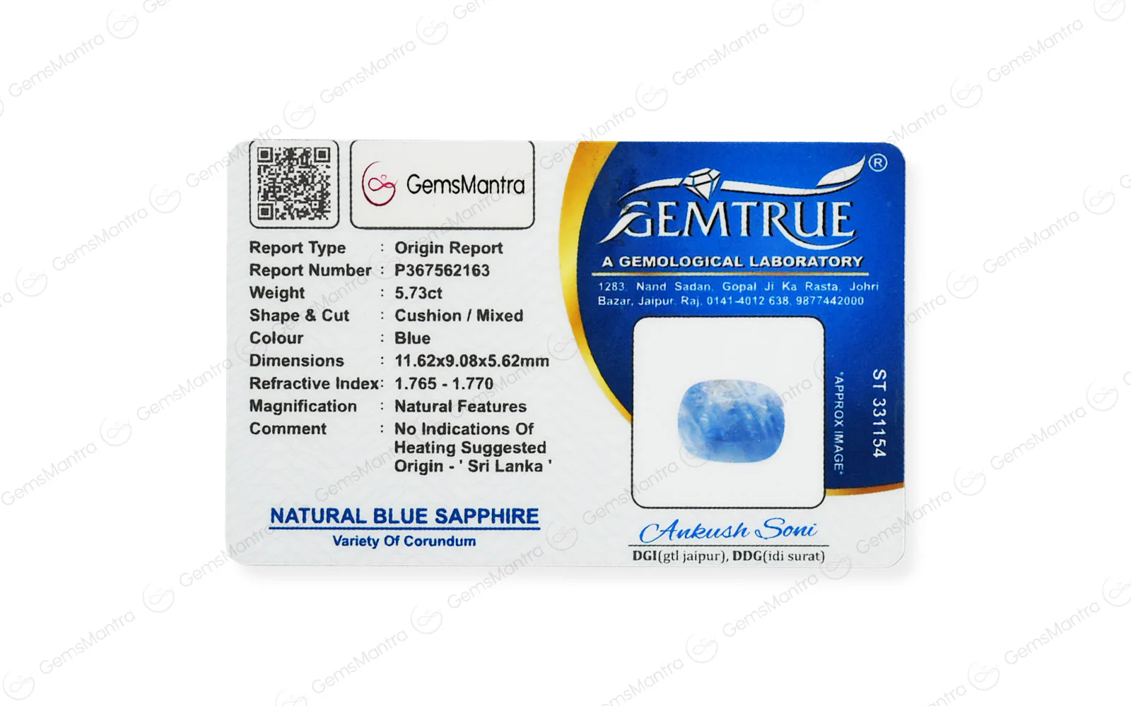 Blue Sapphire (Neelam) – 5.73 Carat / 6.3 Ratti [GM08007] - Image 4
