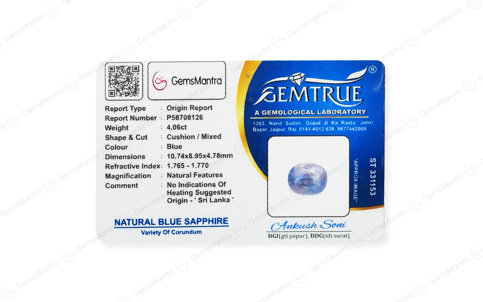 Blue Sapphire (Neelam) – 4.06 Carat / 4.5 Ratti [GM08010] - Image 4