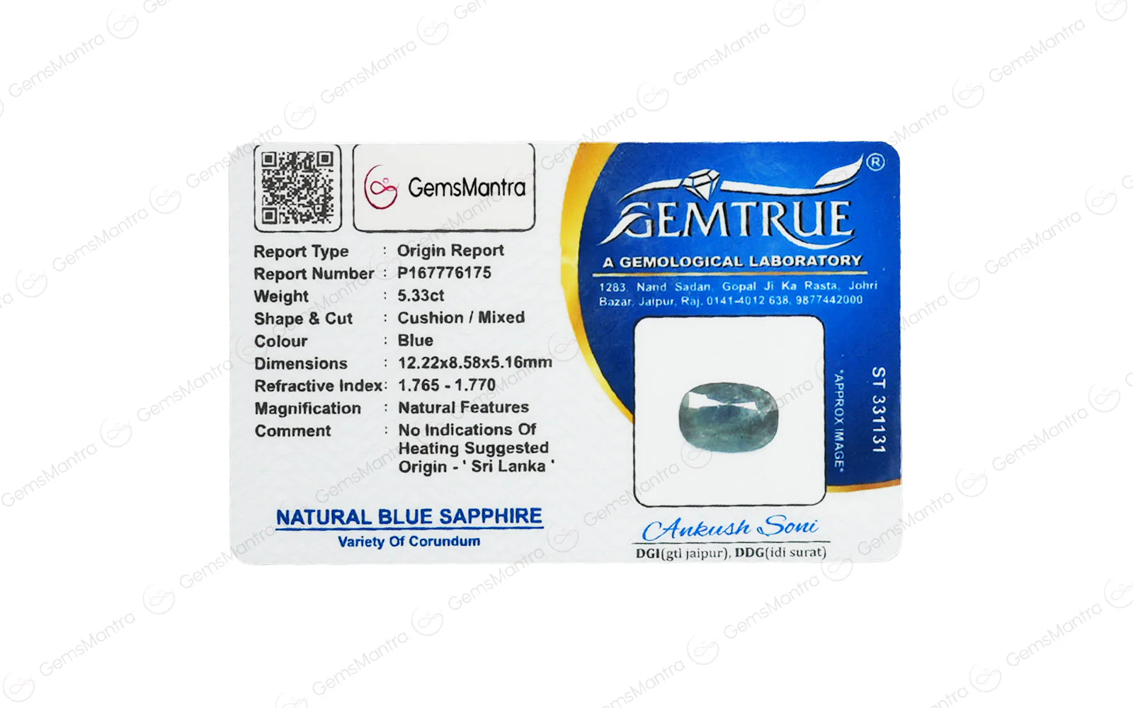 Blue Sapphire (Neelam) – 5.33 Carat / 5.9 Ratti [GM08013] - Image 4