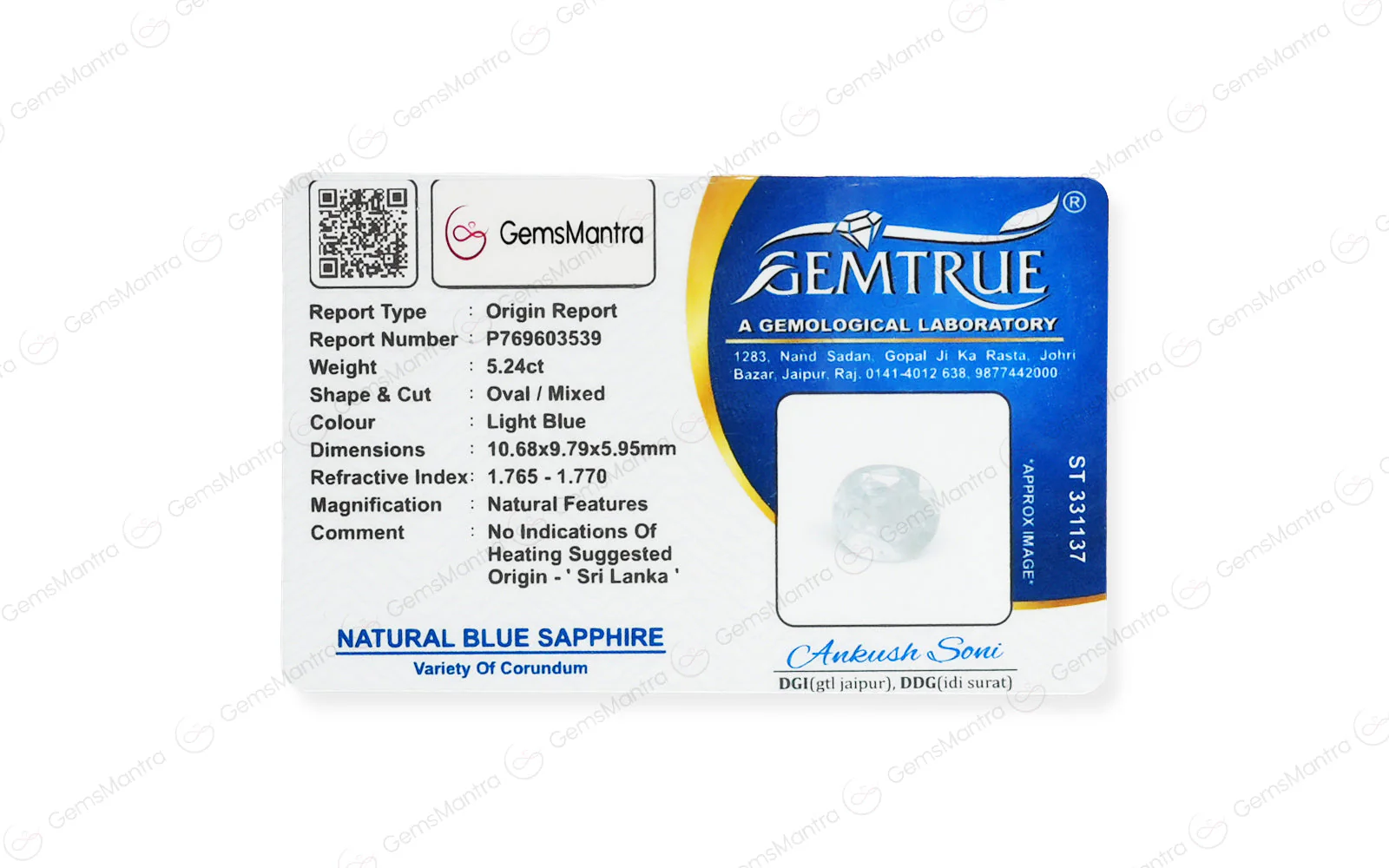 Blue Sapphire (Neelam) – 5.24 Carat / 5.8 Ratti [GM08019] - Image 4