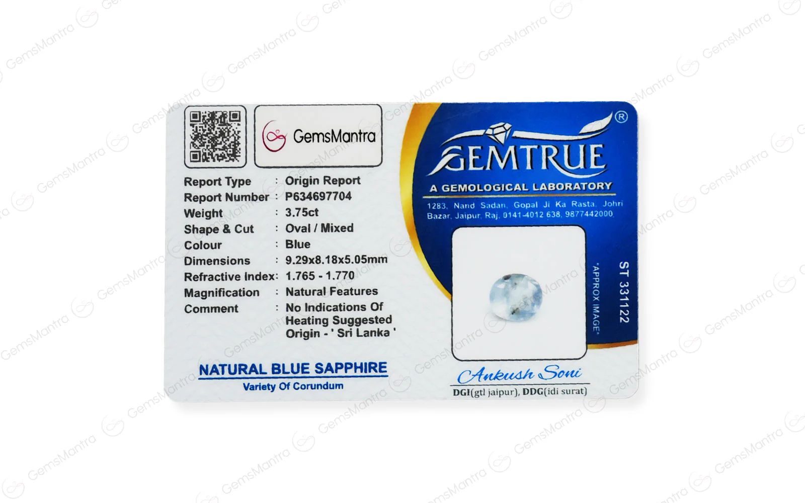 Blue Sapphire (Neelam) – 3.75 Carat / 4.1 Ratti [GM08028] - Image 4