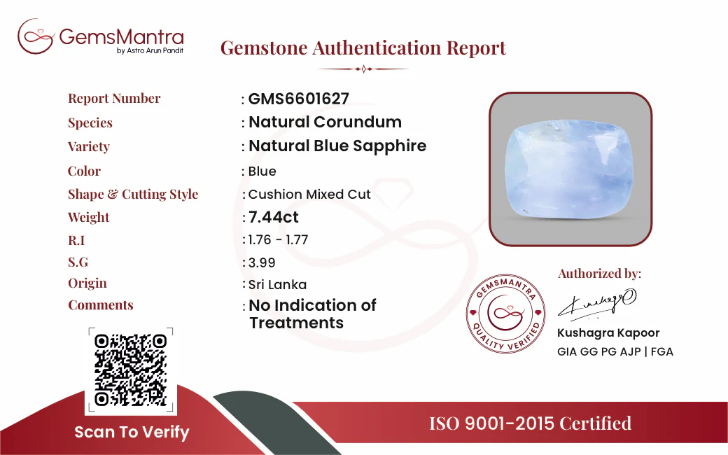 Ceylon Blue Sapphire (Neelam) – 7.44 Carat / 8.2 Ratti [GM09391] - Image 3