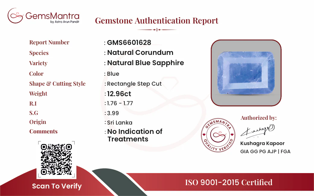 Blue Sapphire (Neelam) – 12.96 Carat / 14.3 Ratti [GM09392] - Image 3