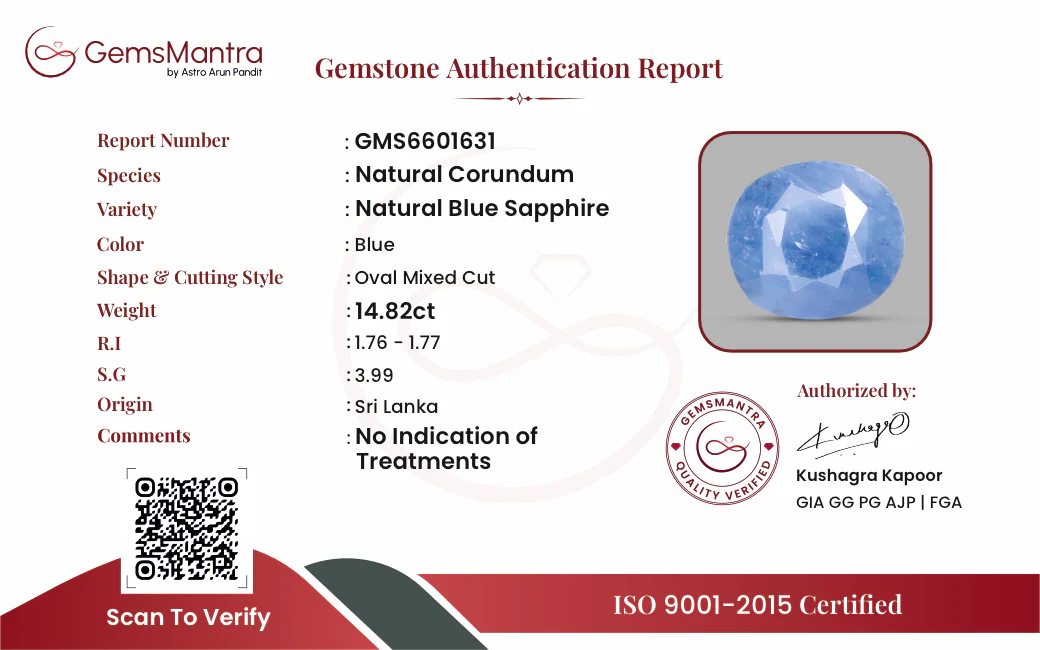 Blue Sapphire (Neelam) – 14.82 Carat / 16.3 Ratti [GM09395] - Image 3