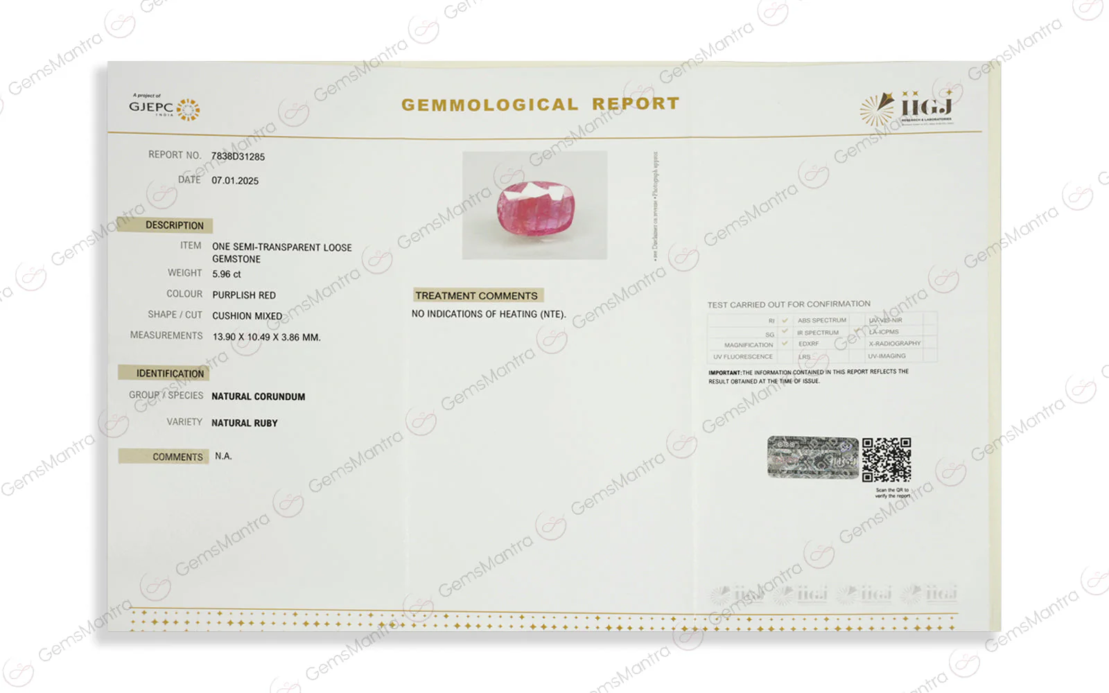 Burmese Ruby (Manik) – 5.96 Carat / 6.6 Ratti [GM01178] - Image 4