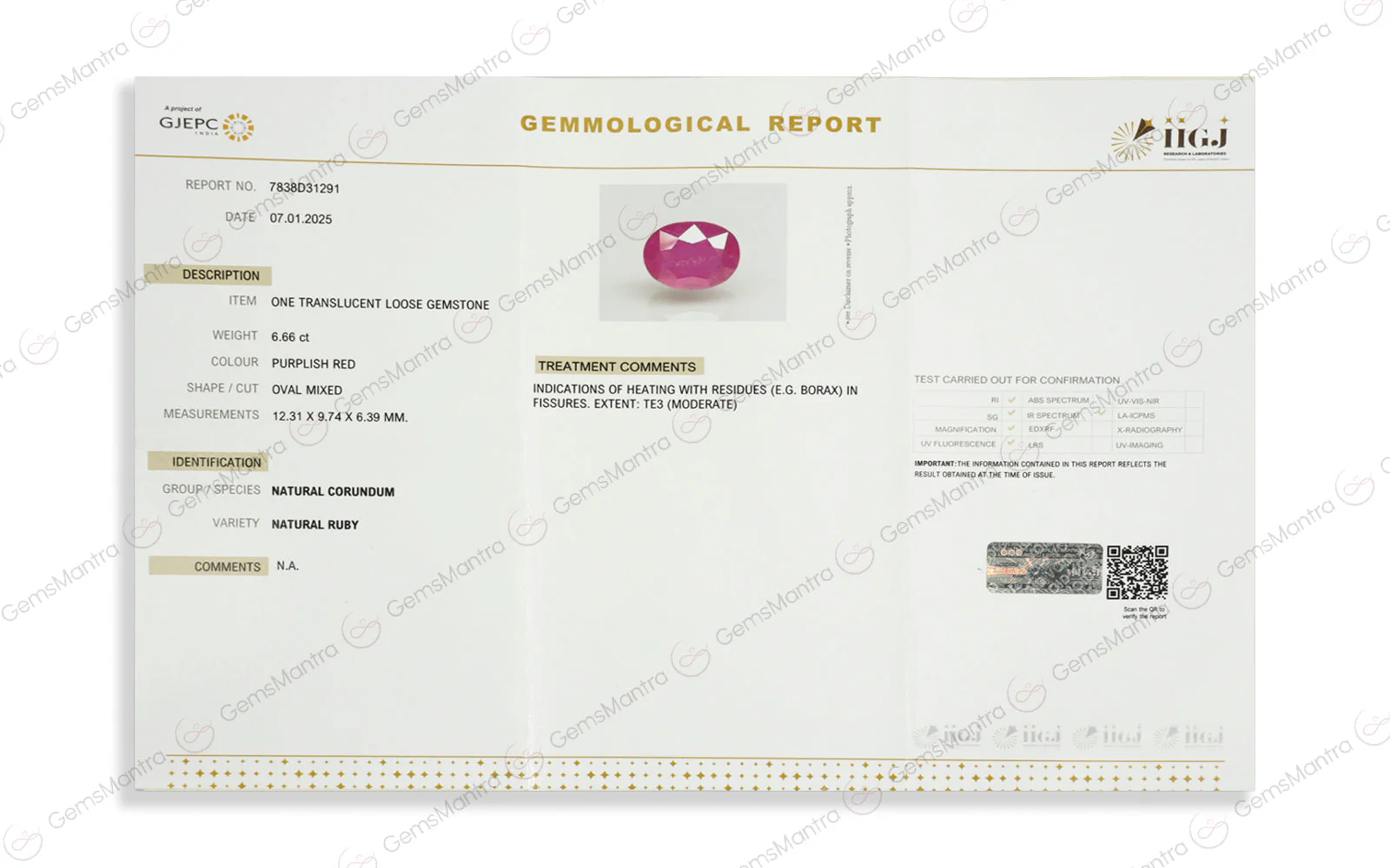 Burmese Ruby (Manik) – 6.66 Carat / 7.3 Ratti [GM01182] - Image 4