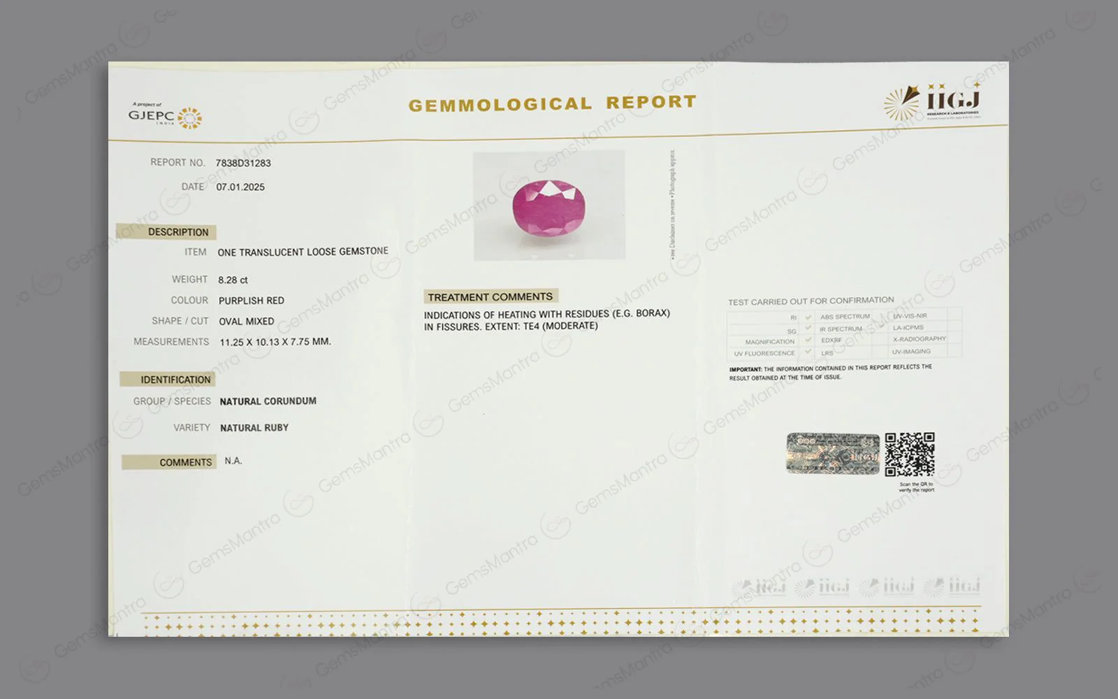 Burmese Ruby (Manik) – 8.28 Carat / 9.1 Ratti [GM01185] - Image 4