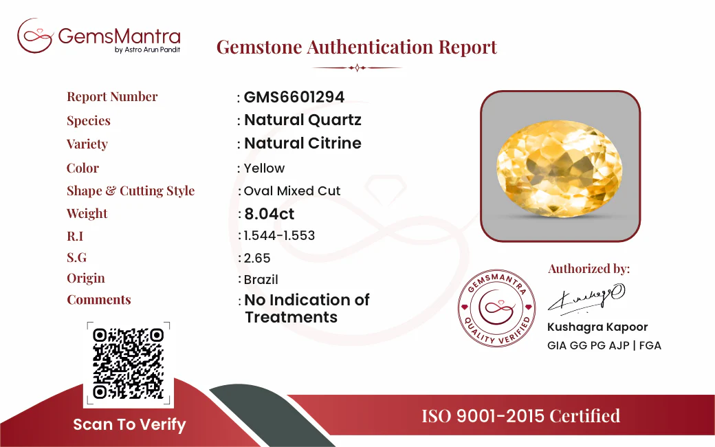Citrine (Sunela) – 8.04 Carat / 8.8 Ratti [GM10028] - Image 3