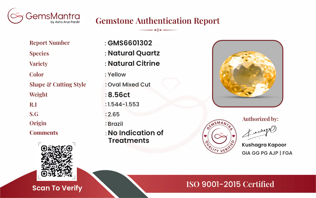 Citrine (Sunela) – 8.56 Carat / 9.4 Ratti [GM10036] - Image 3