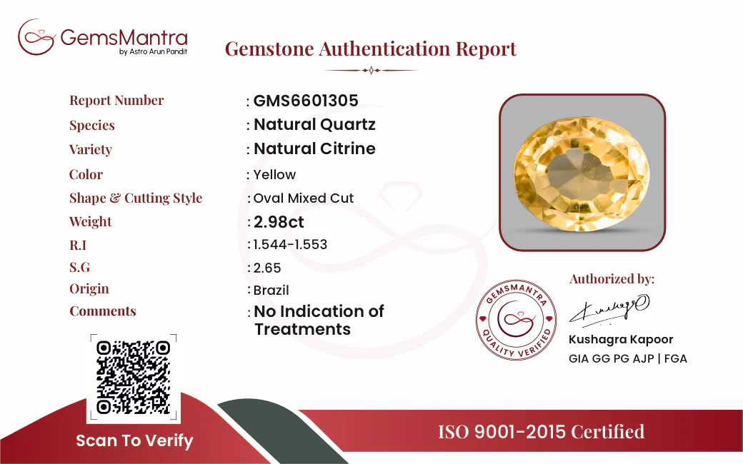 Citrine (Sunela) – 2.98 Carat / 3.3 Ratti [GM10039] - Image 3