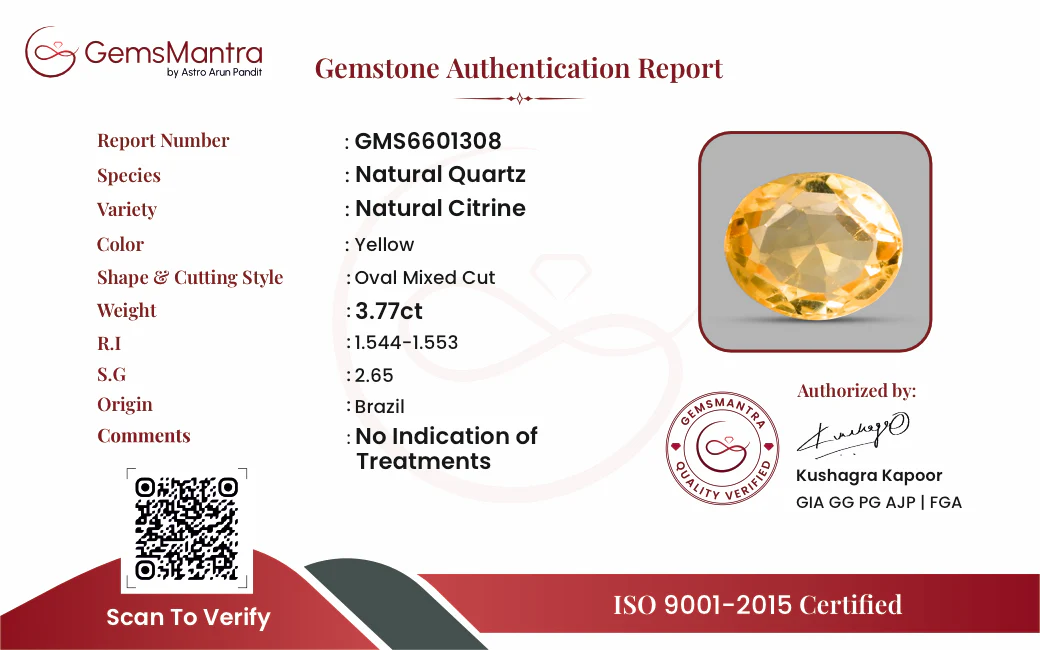 Citrine (Sunela) – 3.77 Carat / 4.1 Ratti [GM10042] - Image 3