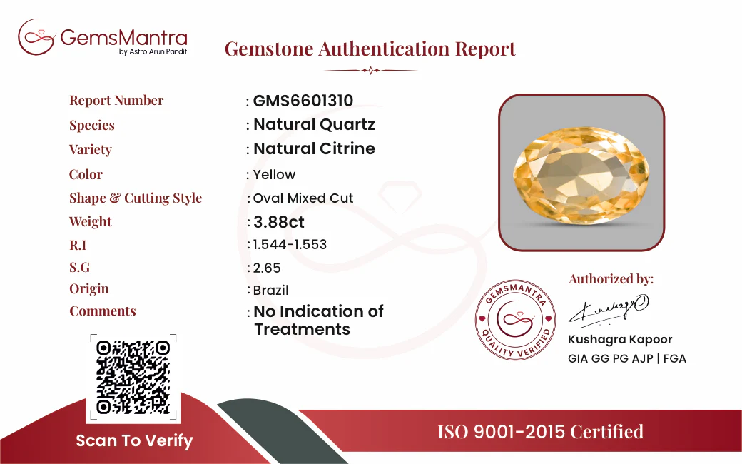 Citrine (Sunela) – 3.88 Carat / 4.3 Ratti [GM10044] - Image 3