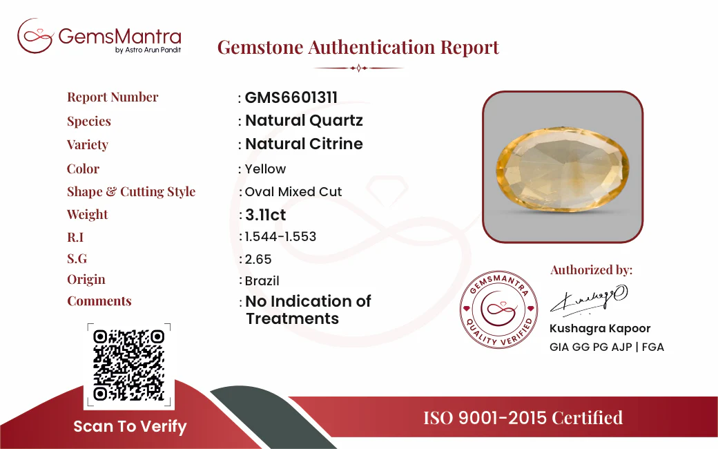 Citrine (Sunela) – 3.11 Carat / 3.4 Ratti [GM10045] - Image 3