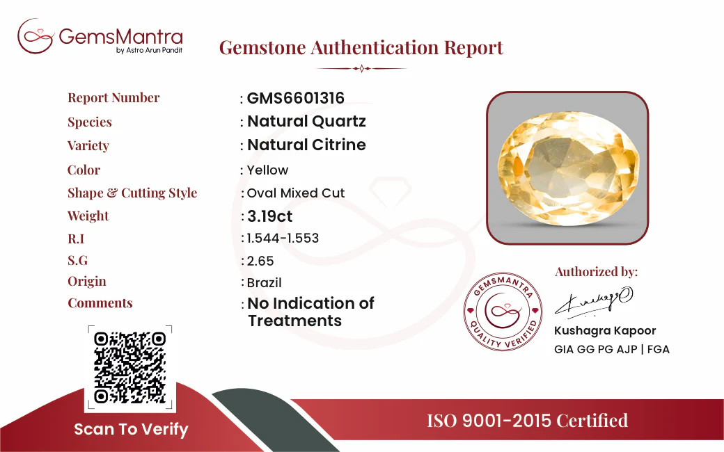 Citrine (Sunela) – 3.19 Carat / 3.5 Ratti [GM10050] - Image 3