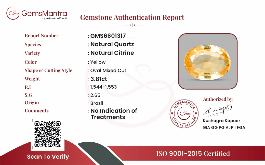 Citrine (Sunela) – 3.81 Carat / 4.2 Ratti [GM10051] - Image 3