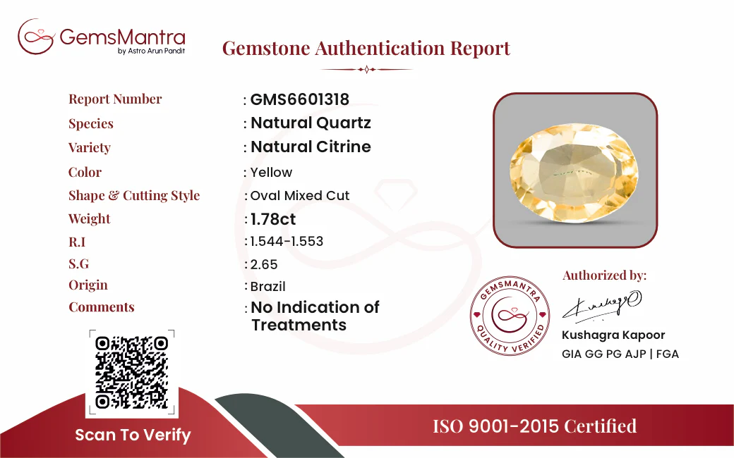 Citrine (Sunela) – 1.78 Carat / 2 Ratti [GM10052] - Image 3
