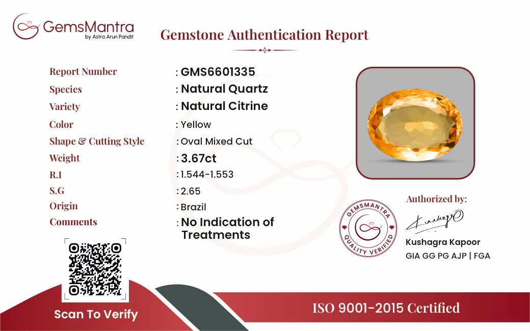 Citrine (Sunela) – 3.67 Carat / 4 Ratti [GM10069] - Image 3