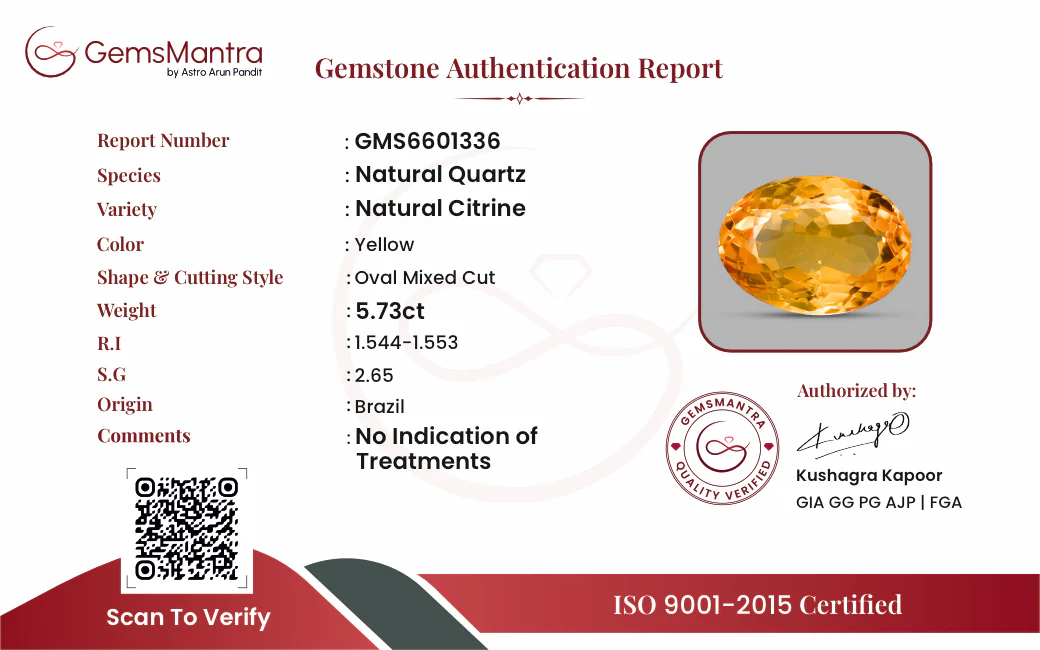 Citrine (Sunela) – 5.73 Carat / 6.3 Ratti [GM10070] - Image 3