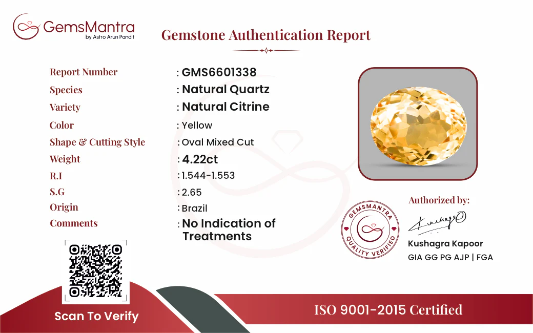 Citrine (Sunela) – 4.22 Carat / 4.6 Ratti [GM10072] - Image 3