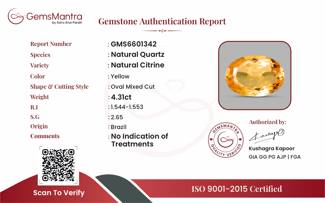 Citrine (Sunela) – 4.31 Carat / 4.7 Ratti [GM10076] - Image 3