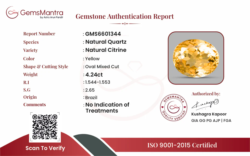 Citrine (Sunela) – 4.24 Carat / 4.7 Ratti [GM10078] - Image 3