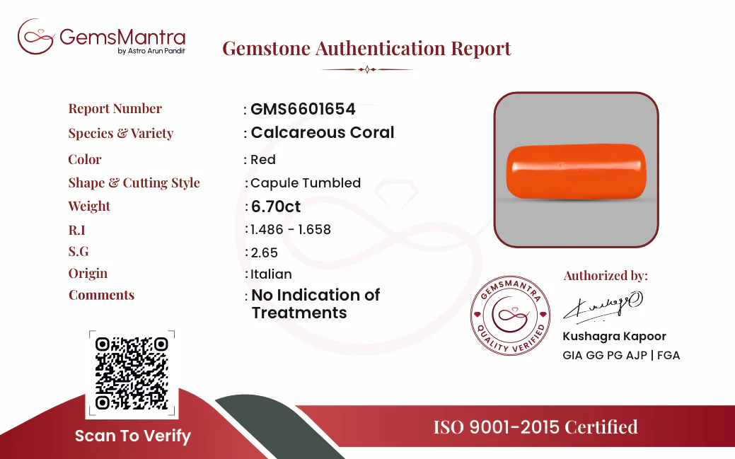 Red Coral (Moonga) – 6.7 Carat / 7.4 Ratti [GM09618] - Image 3