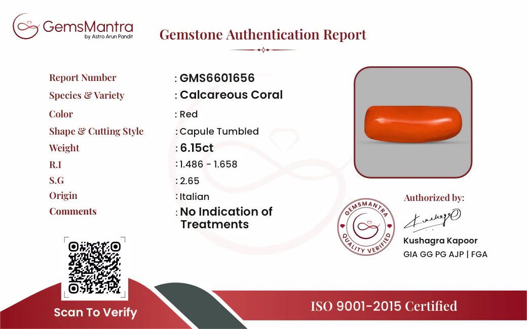Red Coral (Moonga) – 6.15 Carat / 6.8 Ratti [GM09623] - Image 3