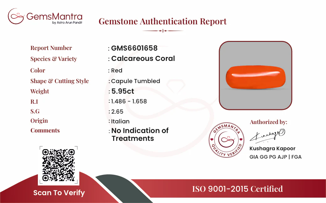 Red Coral (Moonga) – 5.95 Carat / 6.5 Ratti [GM09626] - Image 3