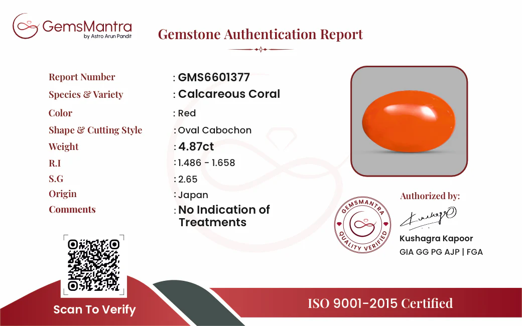 Red Coral (Moonga) – 4.87 Carat / 5.4 Ratti [GM10102] - Image 3