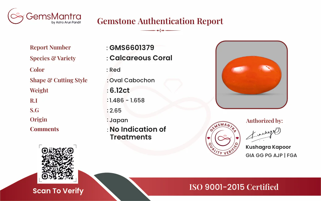Red Coral (Moonga) – 6.12 Carat / 6.7 Ratti [GM10104] - Image 3