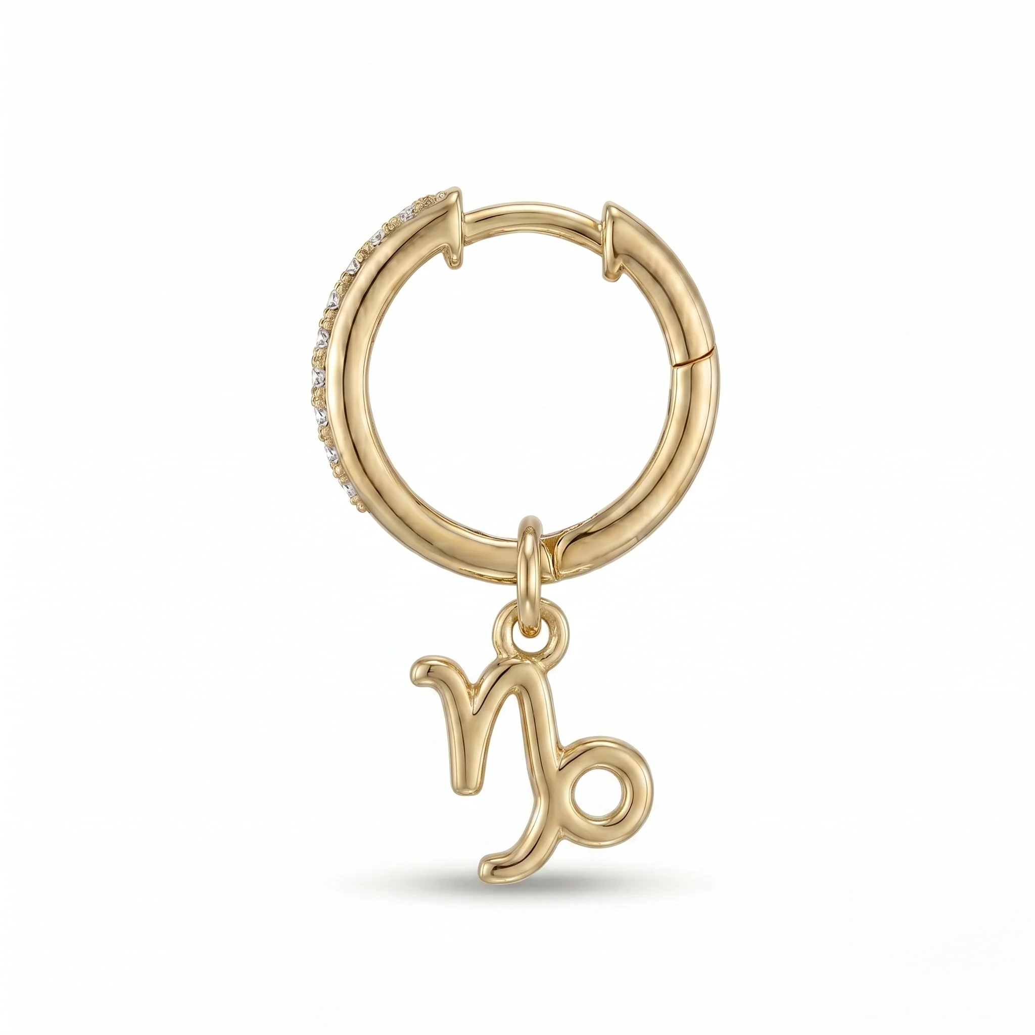 Capricorn Zodiac Moissanite Pavé Hoop Earrings – Gold-Plated - Image 5