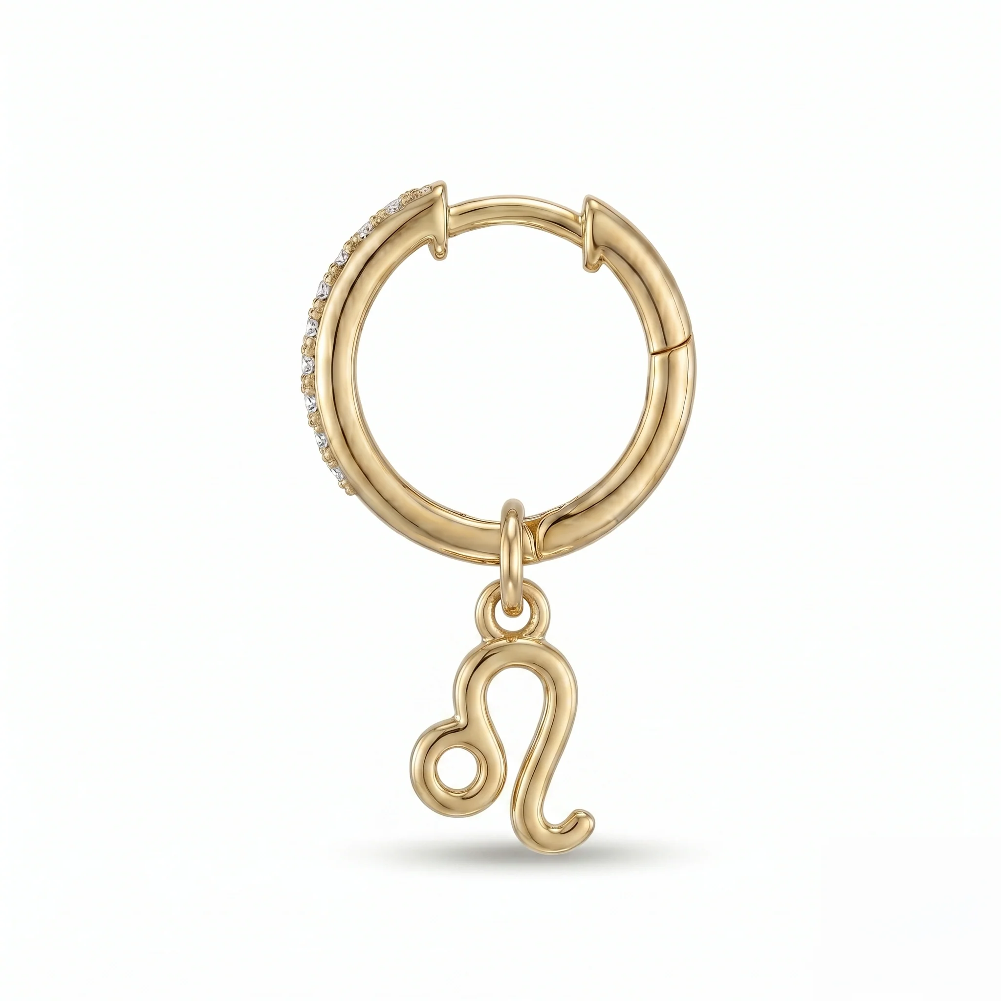 Leo Zodiac Moissanite Pavé Hoop Earrings – Gold-Plated - Image 4