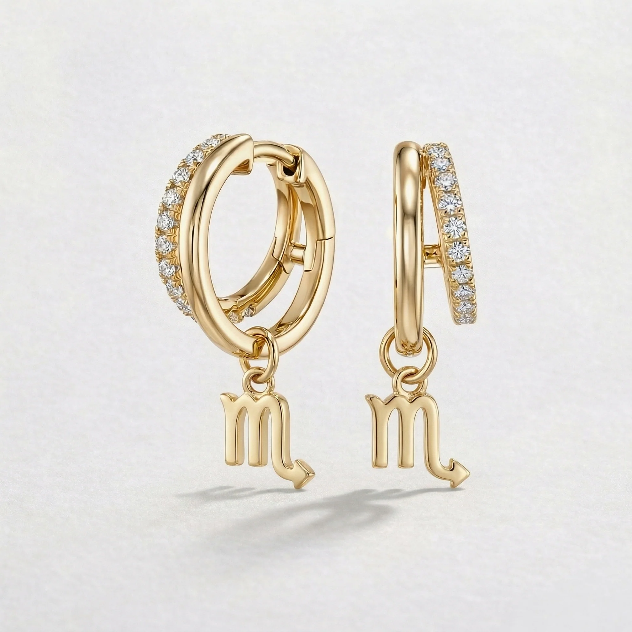 Scorpio Zodiac Moissanite Pavé Hoop Earrings – Gold-Plated - Image 3