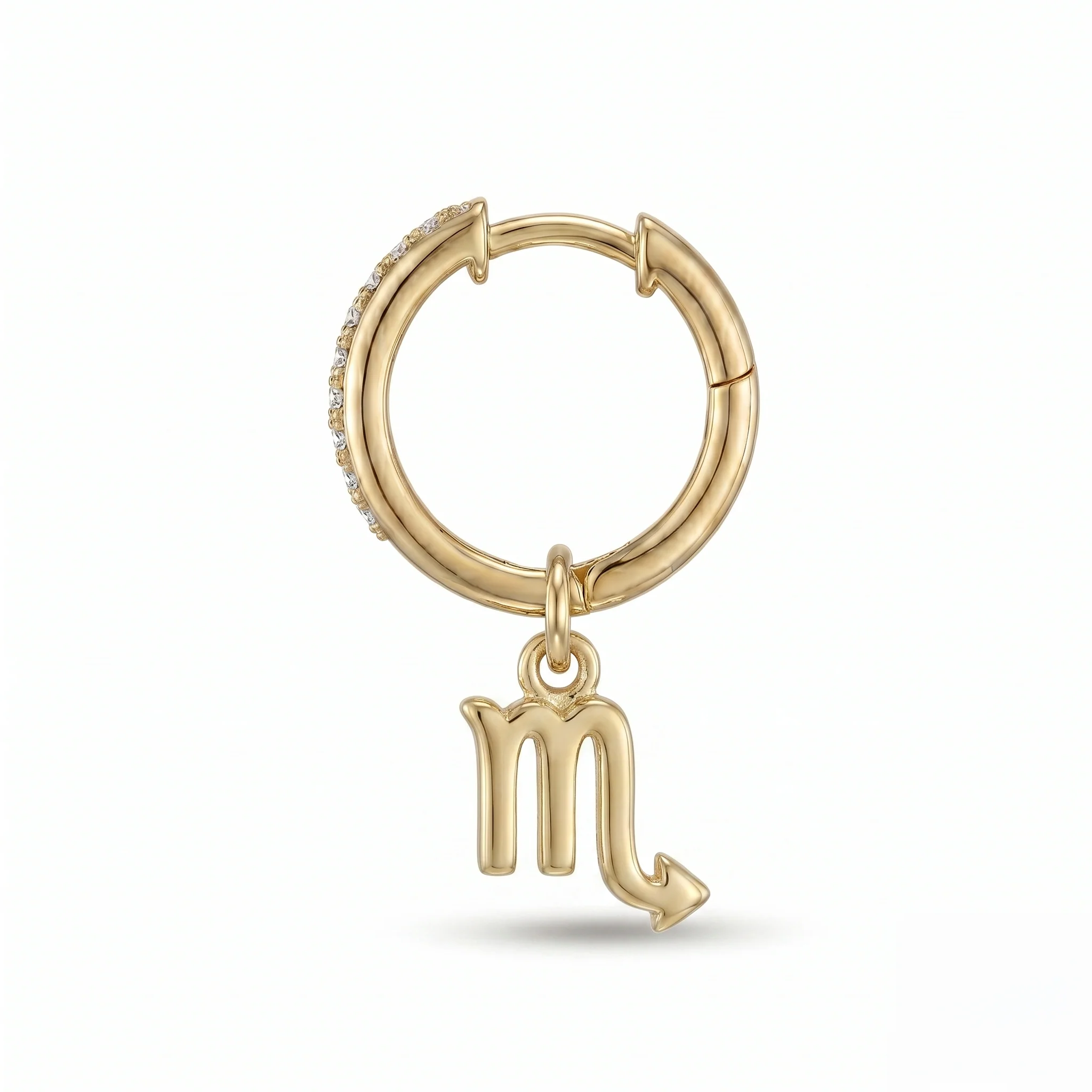 Scorpio Zodiac Moissanite Pavé Hoop Earrings – Gold-Plated - Image 5