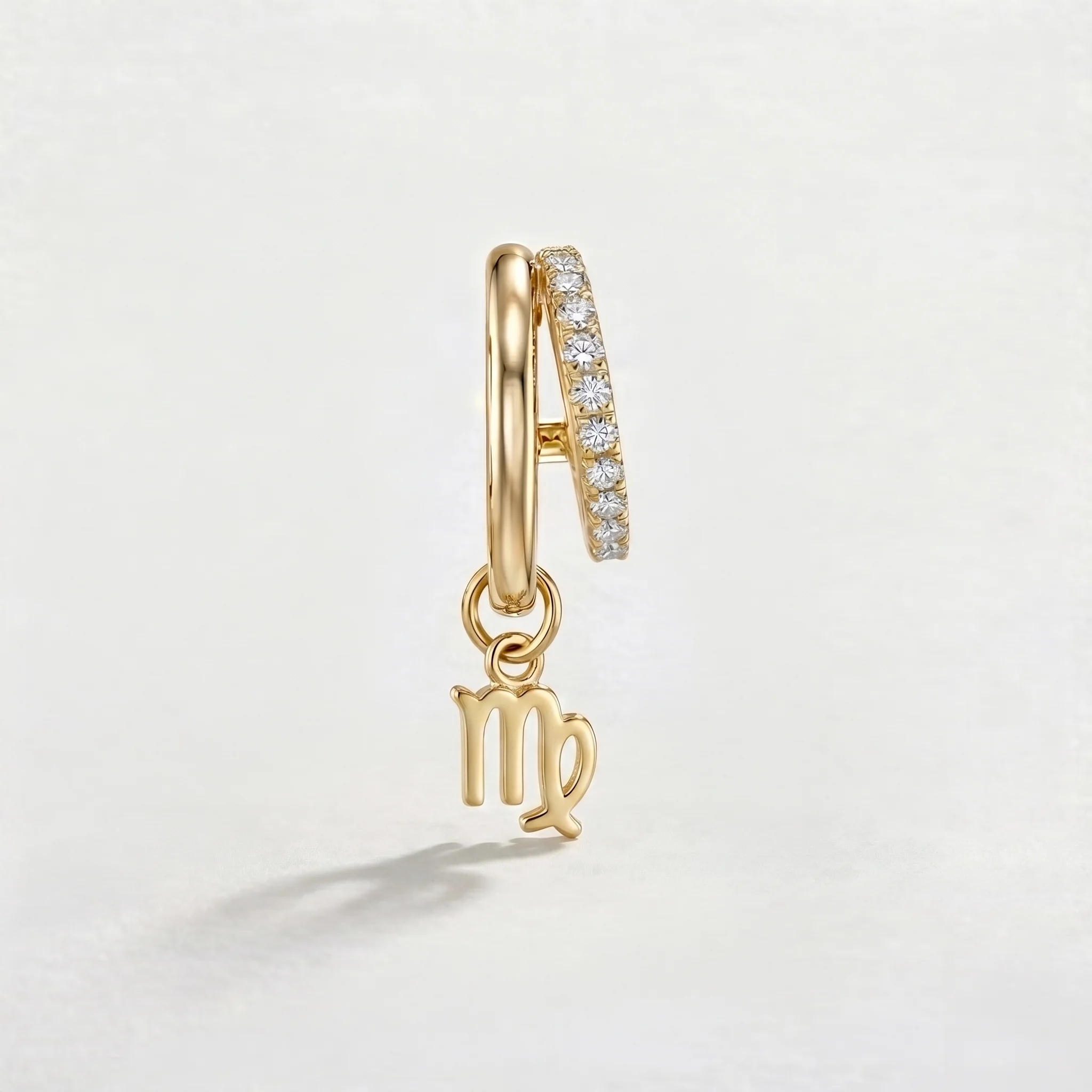 Virgo Zodiac Moissanite Pavé Hoop Earrings – Gold-Plated - Image 4