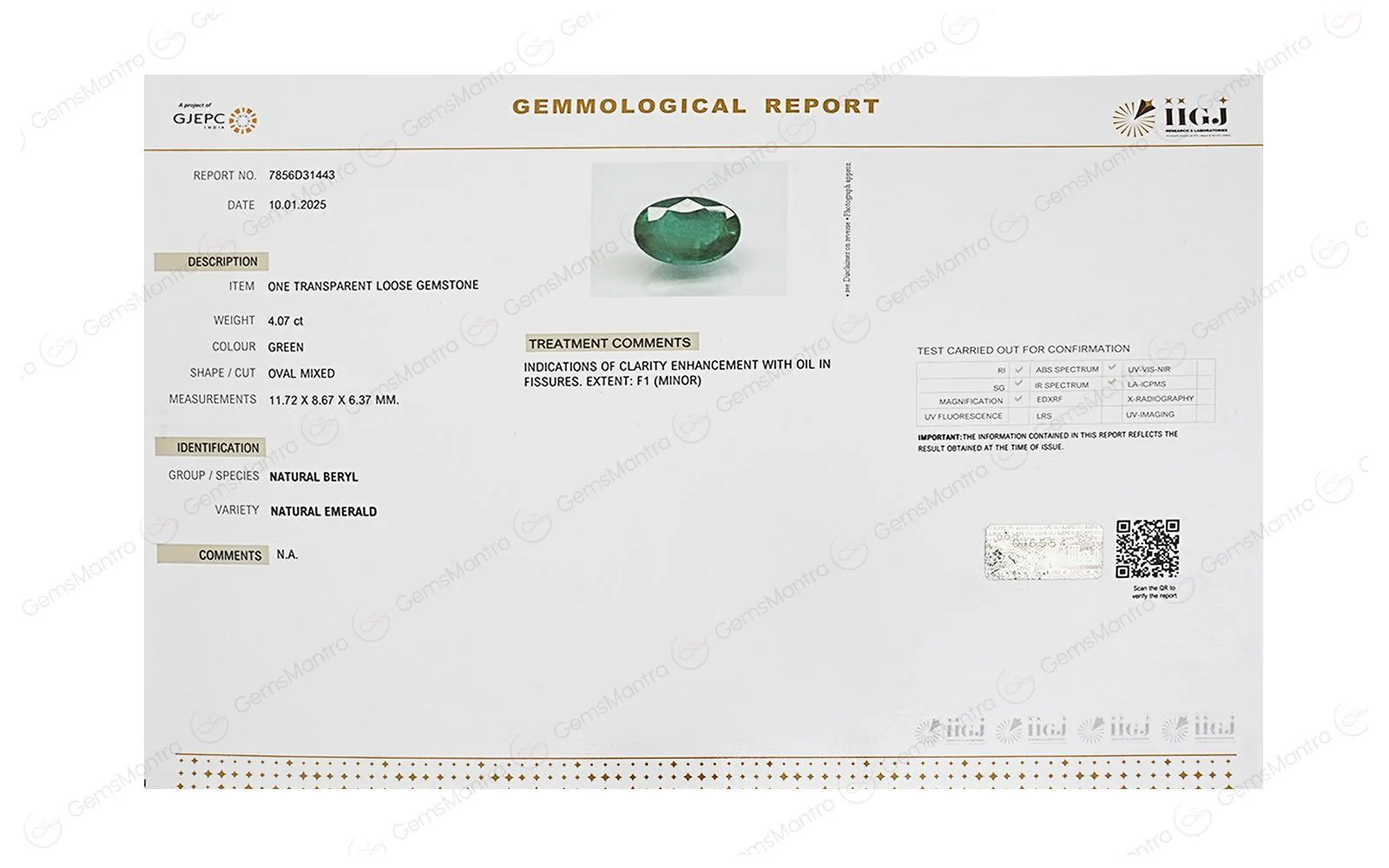 Emerald (Panna) – 4.07 Carat / 4.5 Ratti [GM00073] - Image 4