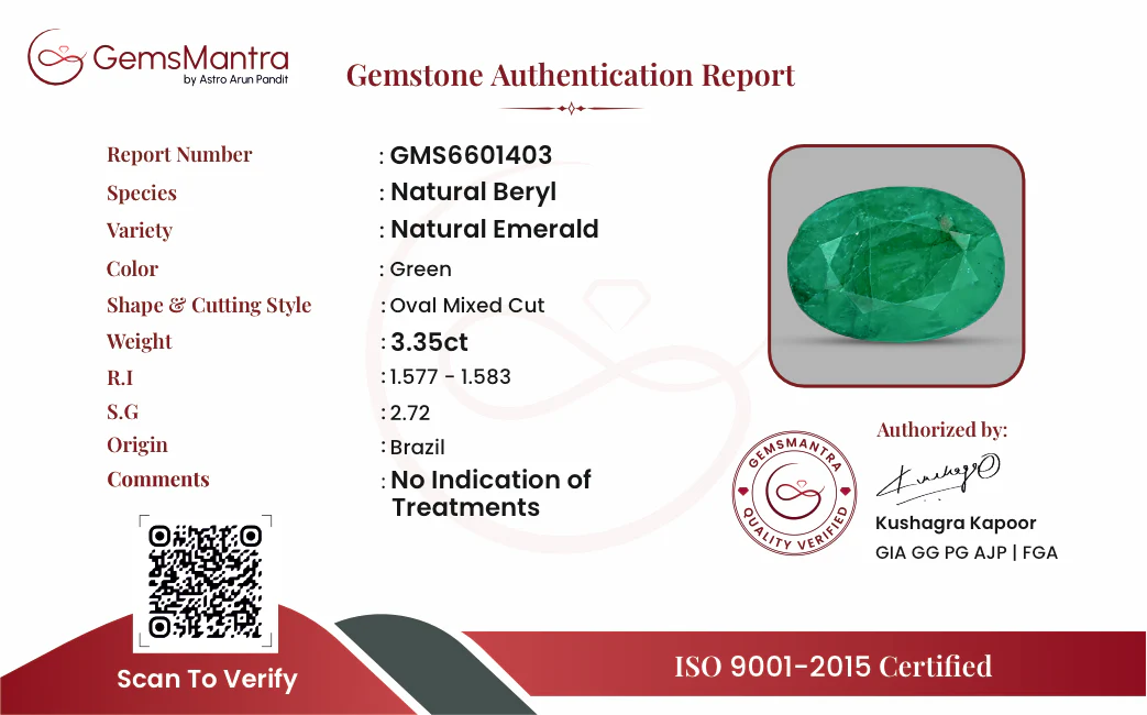 Emerald (Panna) – 3.35 Carat / 3.7 Ratti [GM09582] - Image 2