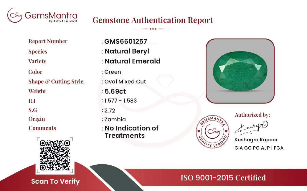 Emerald (Panna) – 5.69 Carat / 6.3 Ratti [GM09847] - Image 3
