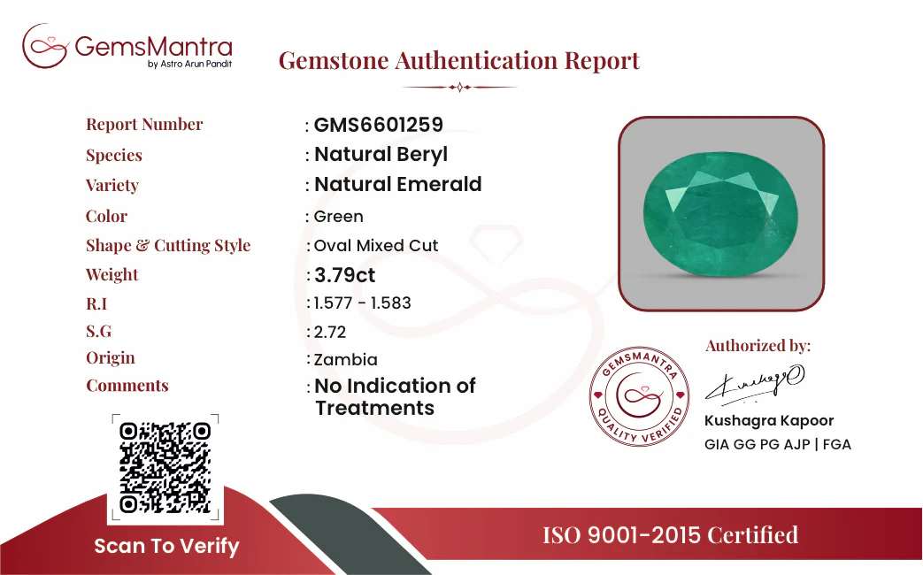 Emerald (Panna) – 3.79 Carat / 4.2 Ratti [GM09849] - Image 3