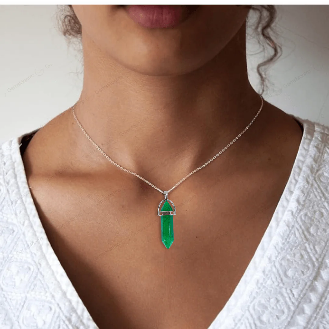 Green Onyx Double Terminated Pencil Pendant - Image 3